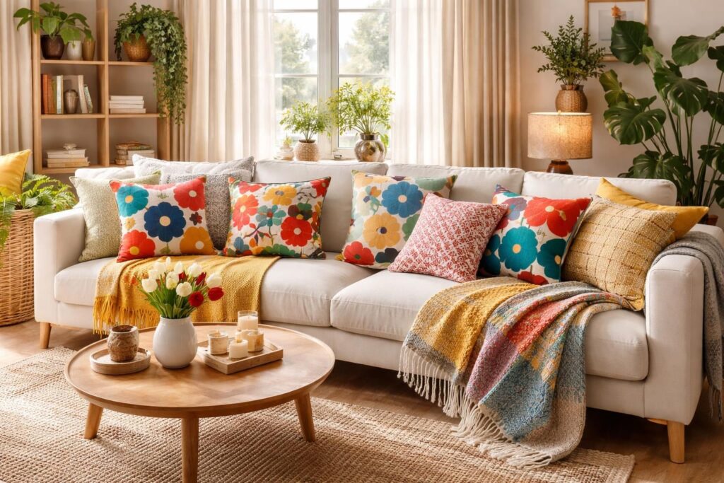 apportez une touche de couleur et de chaleur à votre intérieur avec les textiles marimekko, coussins maisons du monde et plaids élégants. découvrez des idées déco pour sublimer votre maison avec style et confort.