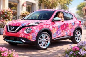 découvrez le nouveau nissan juke au style girly et coloré, conçu pour séduire les conductrices à la recherche d'une voiture tendance et pleine de personnalité.