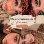 Femme marocaine avec des produits de beauté naturels, mettant en avant l'artisanat marocain.