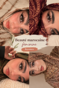 Femme marocaine avec des produits de beauté naturels, mettant en avant l'artisanat marocain.