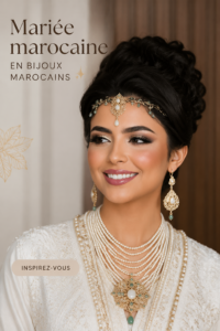 Jeune mariée portant des bijoux traditionnels marocains avec une robe élégante