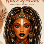 Un face chart inspiré de motifs ethniques africains avec des couleurs vives et des motifs traditionnels.