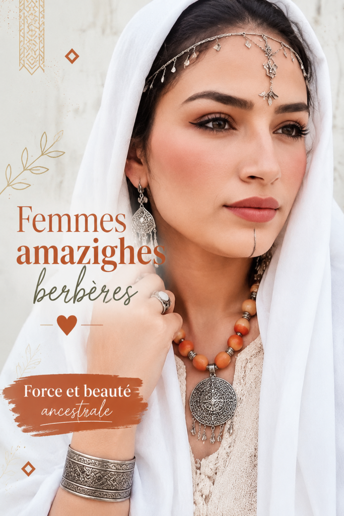 Portrait d'une femme amazighe marocaine portant des vêtements traditionnels colorés.