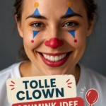 maquillage de clown coloré avec des designs créatifs