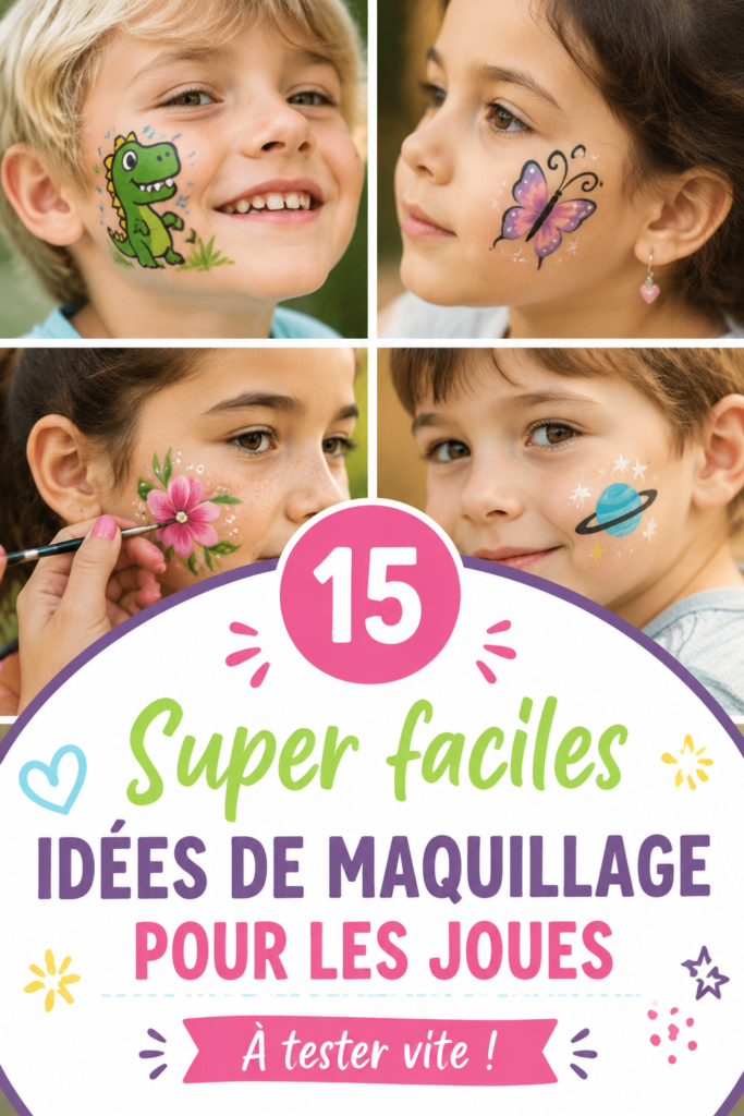 Des enfants souriants avec un maquillage de visage coloré et créatif.