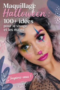 Maquillage Halloween spectaculaire sur un visage avec détails colorés et effrayants