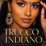 Un look de maquillage inspiré de Bollywood avec des couleurs vives et des motifs traditionnels.