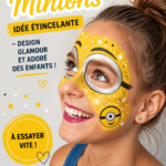 Un enfant avec un maquillage de Minions brillant et joyeux.