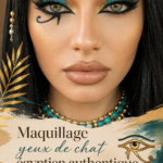 Maquillage œil de chat inspiré de l'Égypte ancienne sur un modèle
