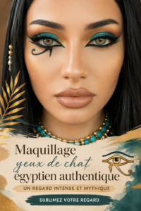 Maquillage œil de chat inspiré de l'Égypte ancienne sur un modèle