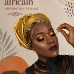 Image d'une femme avec un maquillage tribal africain coloré et artistique.