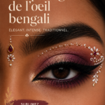 Un look de maquillage des yeux inspiré du Bengale avec des couleurs vibrantes.