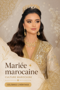 Mariée marocaine en caftan traditionnel entourée de ses amies lors d'une fête de mariage.