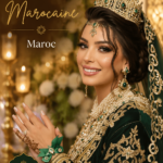 Mariée marocaine en caftan traditionnel lors d'une cérémonie de mariage