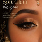 Maquillage glam doux sur modèle féminin avec regard accrocheur