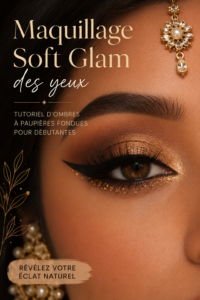 Maquillage glam doux sur modèle féminin avec regard accrocheur
