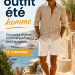 Homme portant une tenue d'été décontractée avec chemise légère et short.